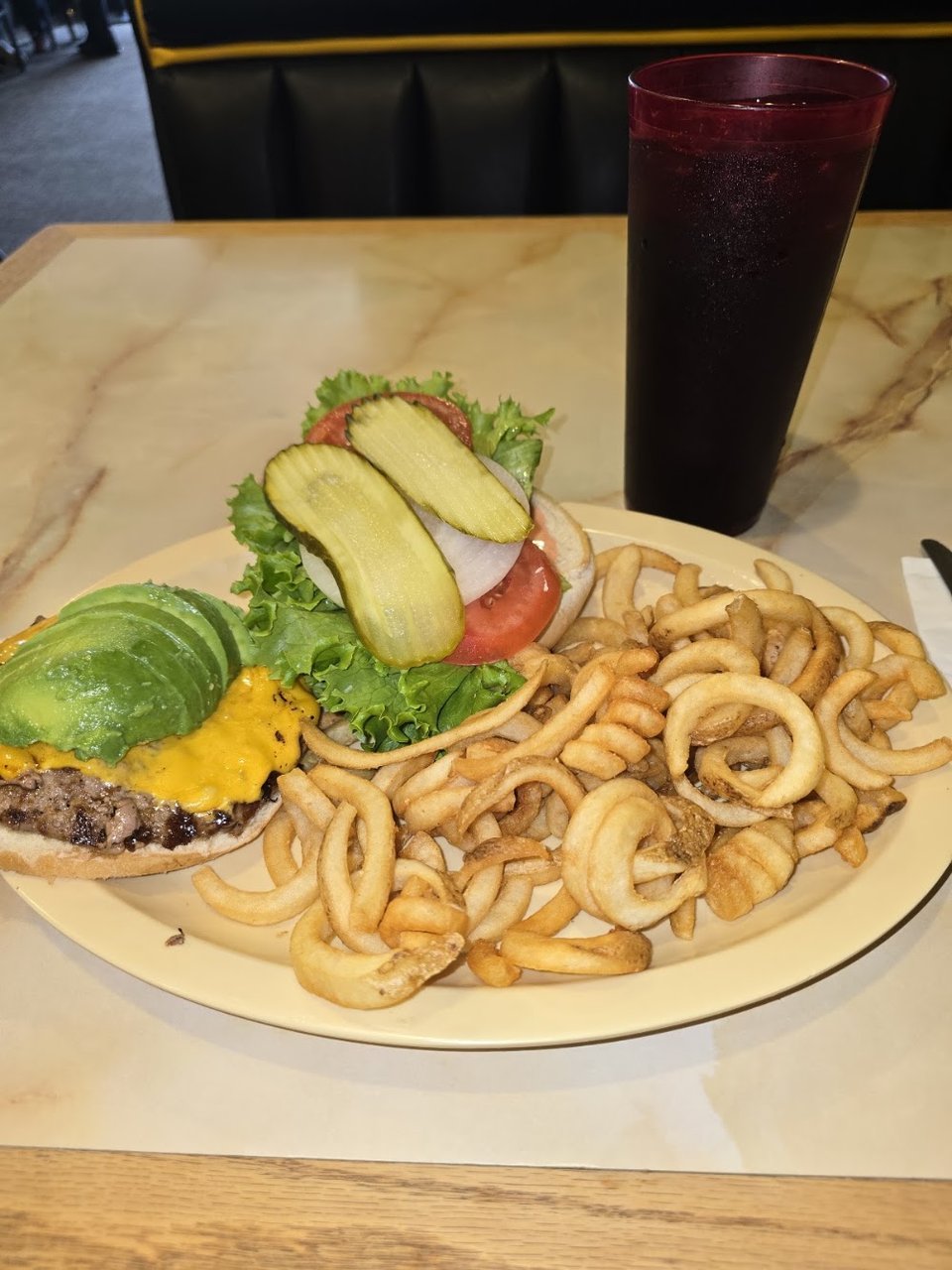 Printed menu featuring American lunch plates.