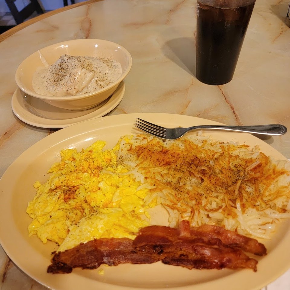 Breakfast and brunch selections on display.